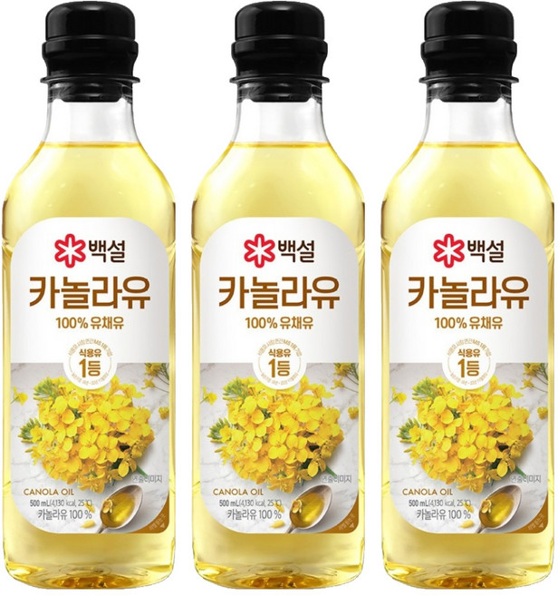 백설 카놀라유, 500ml, 3개