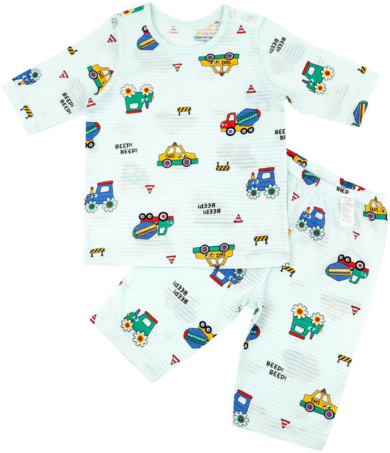 Maykids 道路重型機具七分袖變色家居服上下套裝