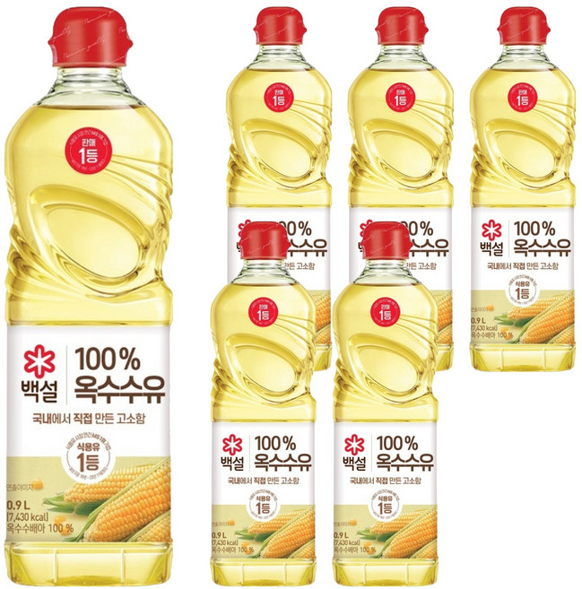 백설 옥수수유, 900ml, 6개