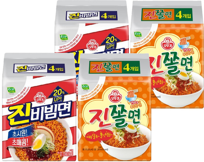 오뚜기 진비빔면 156g 8p + 진쫄면 150g 8p, 1세트