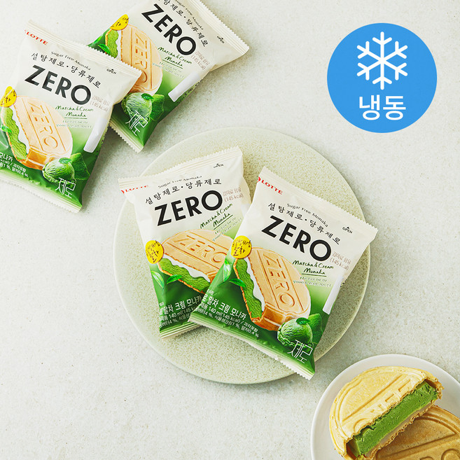 롯데웰푸드 ZERO 말차 크림 모나카 아이스크림 (냉동), 4개, 1개입, 140ml