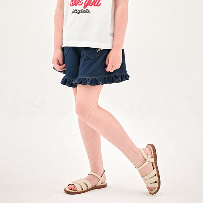 젤리스푼 여아용 러브러브 사선지 프릴 팬츠