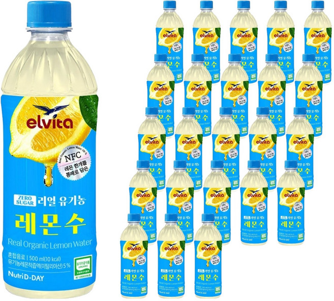 뉴트리디데이 리얼 유기농 레몬수, 24개, 500ml