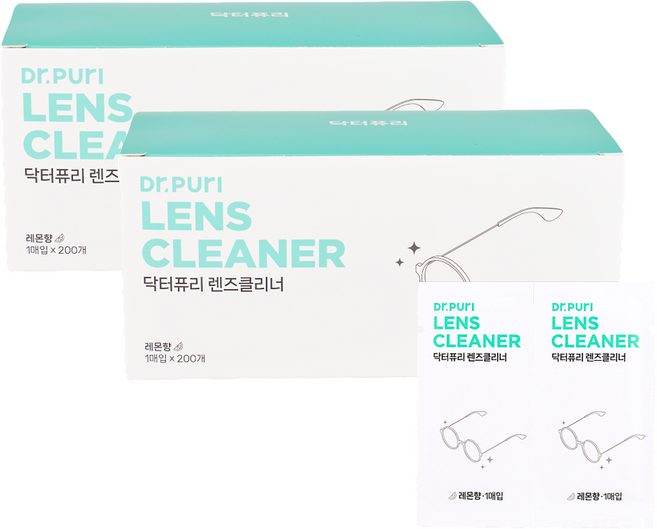 닥터퓨리 렌즈클리너 항균 티슈 200p, 2개