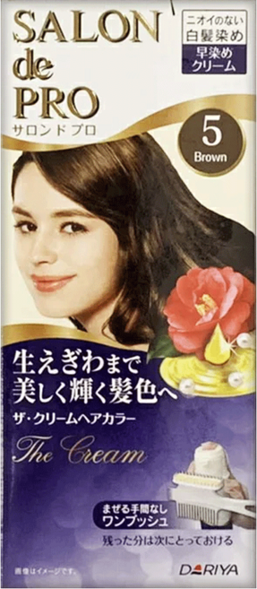 DARIYA 塔莉雅 SALON de PRO 沙龍級白髮專用快速染髮霜, 5 自然棕, 1盒