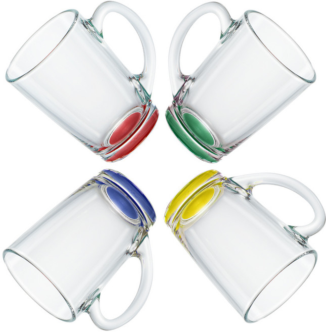 루미낙 레인보우 강화 유리 머그 4p 세트 320ml, 혼합색상, 1세트
