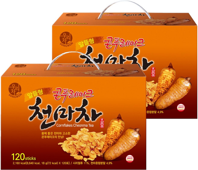 우리차 송원 콘푸레이크 천마차, 18g, 120개입, 2개