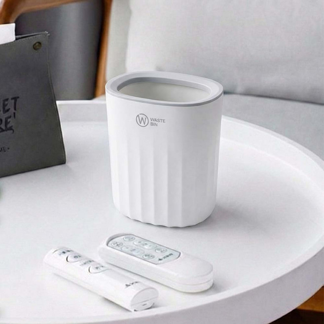 필수플러스 플라스틱 탁상용 오픈휴지통 2p, 화이트