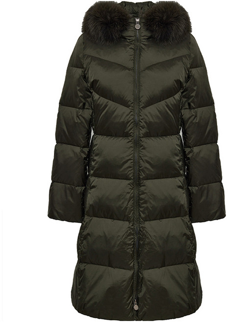 올리비아하슬러 여성용 퀄팅 후드 롱 구스 다운 패딩 OHBWDW203