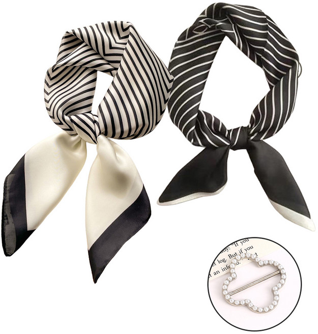 깨비다 여성용 사각 스카프 2종 + 스카프링 세트