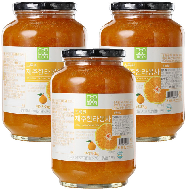 Cholocwon 濟州漢拏峰柑橘茶醬, 2kg, 1罐, 3罐