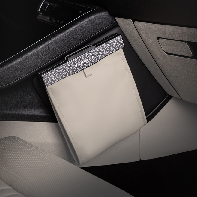 벤딕트 2세대 차량용 LED 앞좌석용 쓰레기통 + 봉투 세트, 코튼베이지, 1세트