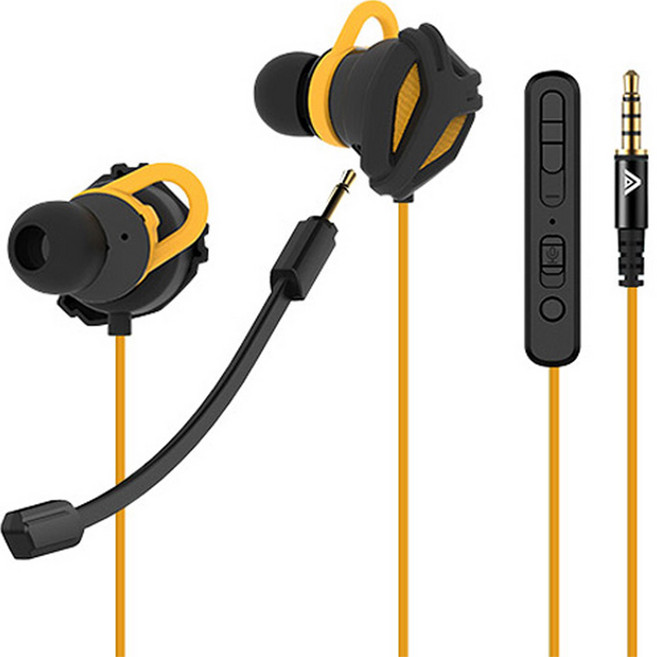 사운드판다 10mm 다이나믹 드라이버 게이밍 이어폰 + Y잭 세트, SPE-G9 Light, YELLOW