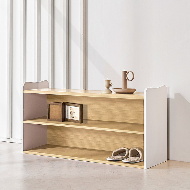 양지가구 교구 라운드 책장, 원색, 2단