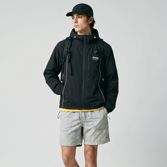 JEEP SPIRIT 男女通用 Air Shell 連帽拉鍊外套