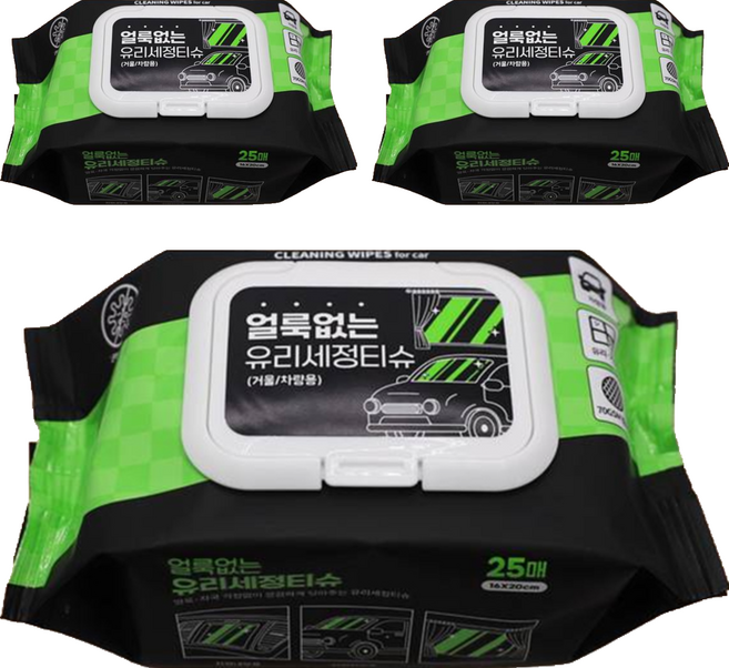 아이프리 차량용 유리 세정티슈, 25개, 3개