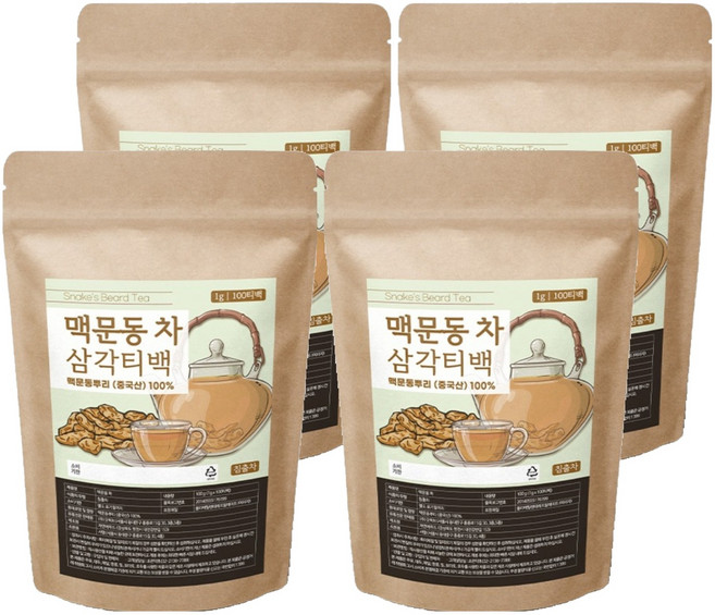 조은약초 맥문동 삼각티백차, 1g, 100개입, 4개