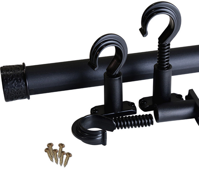 썬데코 35mm커튼봉 원형캡 + 조절브라켓, 블랙