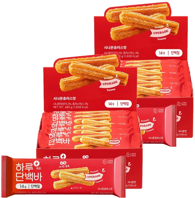 프로틴방앗간 하루단백바 제트 시나몬츄러스맛, 40g, 24개 - 쿠팡