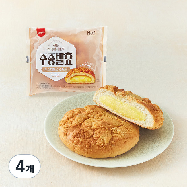 삼립 408시간 주종발효 카스타드소보루, 130g, 1개입, 4개