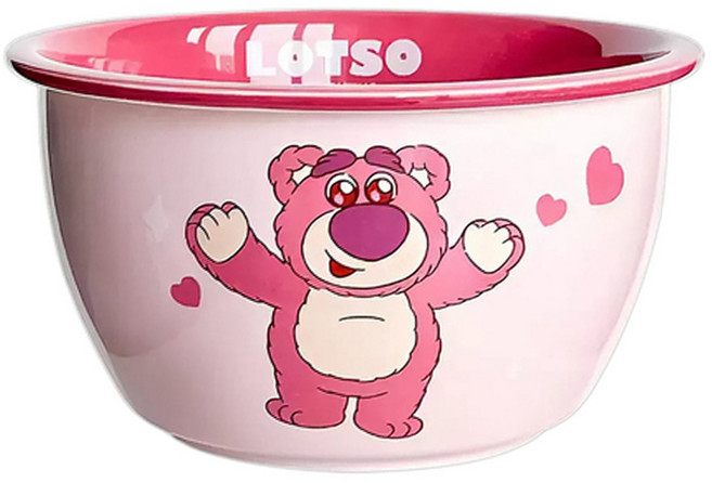 TOY STORY 玩具總動員 萌趣草莓熊 樂趣米飯碗 陶瓷材質 12.3*6.5CM, 粉色, 1個