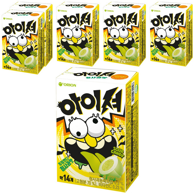 오리온 아이셔 츄잉캔디 청사과맛, 42g, 6개