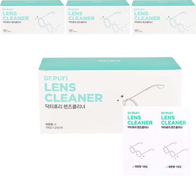닥터퓨리 렌즈클리너 항균 티슈 200p, 4개