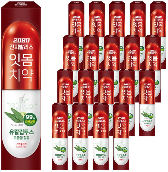 2080 진지발리스 스트롱민트 치약 유칼립투스향, 150g, 20개