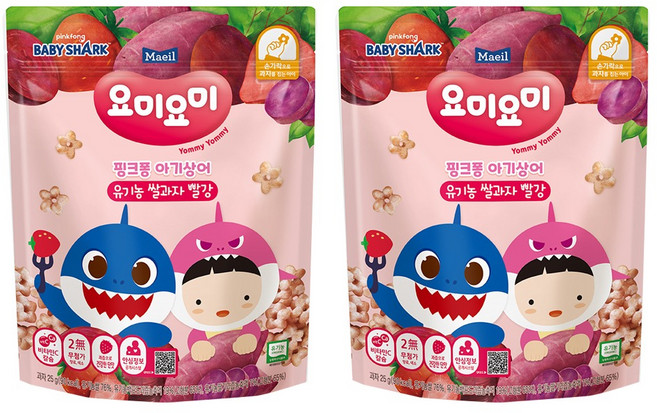 맘마밀요미요미 유기농 쌀과자, 빨강, 25g, 2개