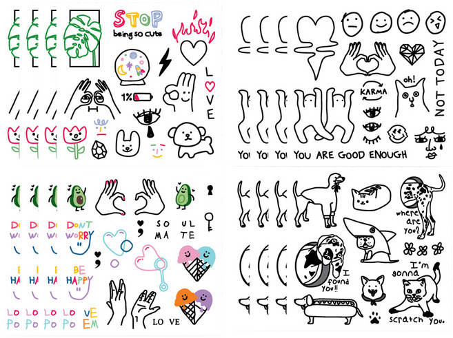 指甲樹面具紋身貼紙 4 x 2p 套裝, 2組, 混色