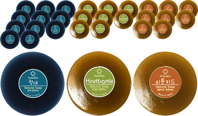 프로버블리 프리미엄 중성비누 10p 세트 1100g 청대 4p + 어성초 3p + 편백 3p, 3세트