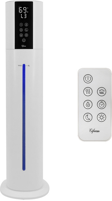 시프이컴 스마트 무드등 대용량 리모컨 타워형 복합식 가습기 9L, 화이트, CIF-TWH01