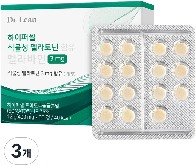 닥터린 하이퍼셀 식물성 멜라토닌 함유 멜라바인 12g, 3개, 30정 - 쿠팡