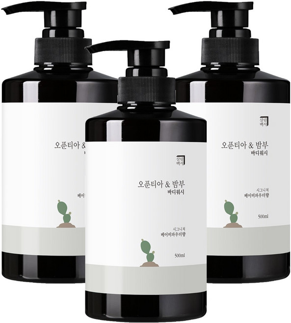 살림백서 오푼티아 앤 밤부 바디워시 베이비파우더향, 500ml, 3개