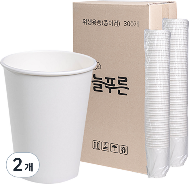 늘푸른 무인쇄 종이컵 380ml, 300개입, 2개