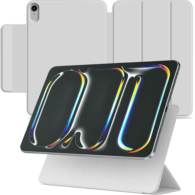 굿밸류 폴리오 엣지핏 아이패드 펜슬 수납 태블릿 케이스, 그레이, 1개