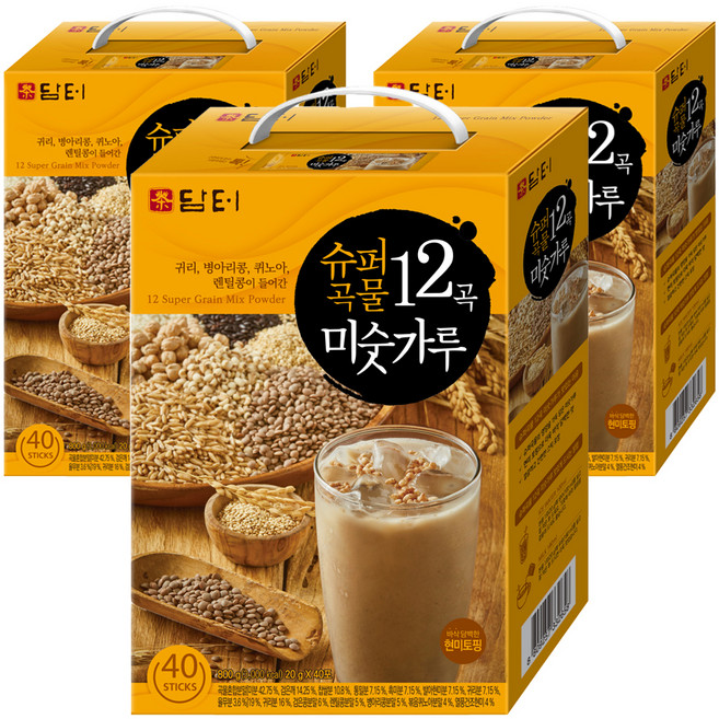 담터 슈퍼 곡물 12곡 미숫가루, 800g, 3개