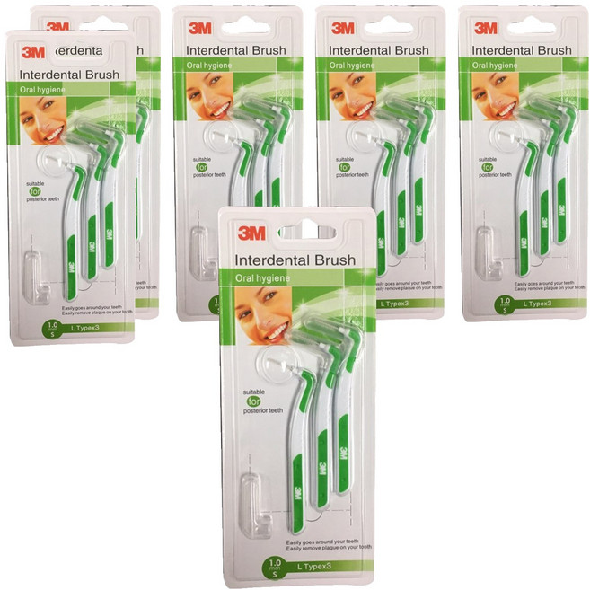 쓰리엠 L형 치간칫솔 S 1.0mm, 3개입, 6개