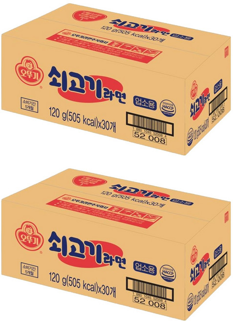 오뚜기 쇠고기라면 업소용 120g, 60개