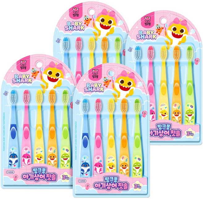 아텍스 핑크퐁아기상어 유아 칫솔 5종 x 2p 세트 STEP2, 혼합색상, 2세트