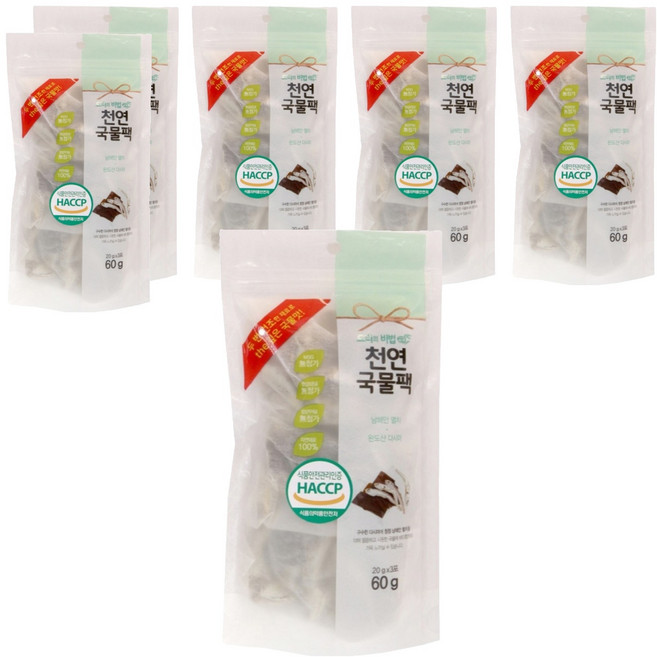 해심 미니깔끔 천연국물팩, 60g, 6개