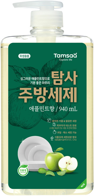 탐사 친환경 주방세제 애플민트향, 940ml, 1개