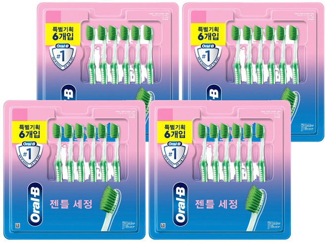 오랄비 고탄력 초미세모 그린티 랜덤색상, 6개입, 4개