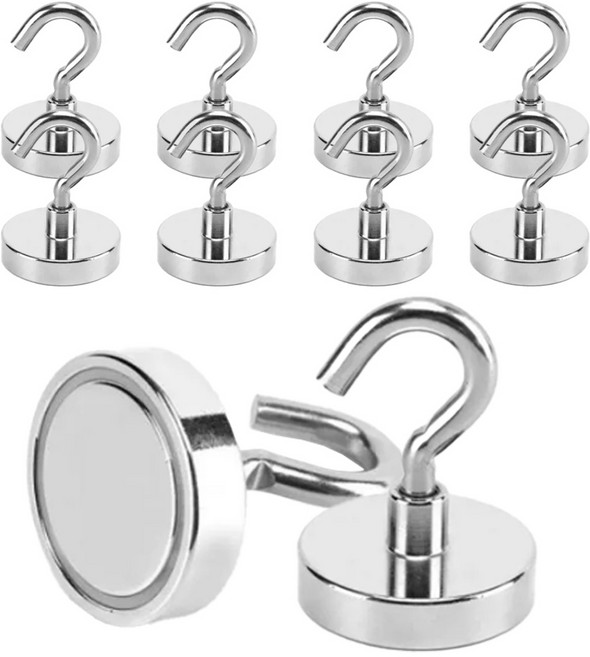 대한 미니 네오디움 초강력 후크 고리 자석, 실버, 10개