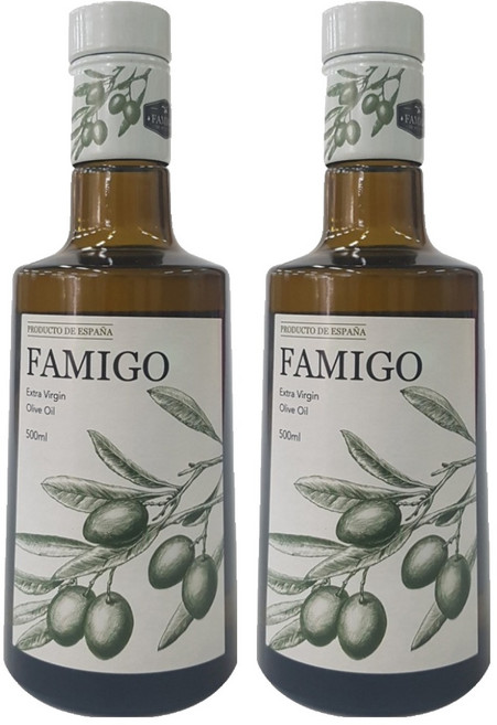 파미고 엑스트라 버진 올리브 오일, 500ml, 2개