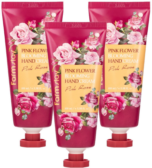 팜스테이 핑크 플라워 블루밍 핸드크림 핑크로즈, 100ml, 3개