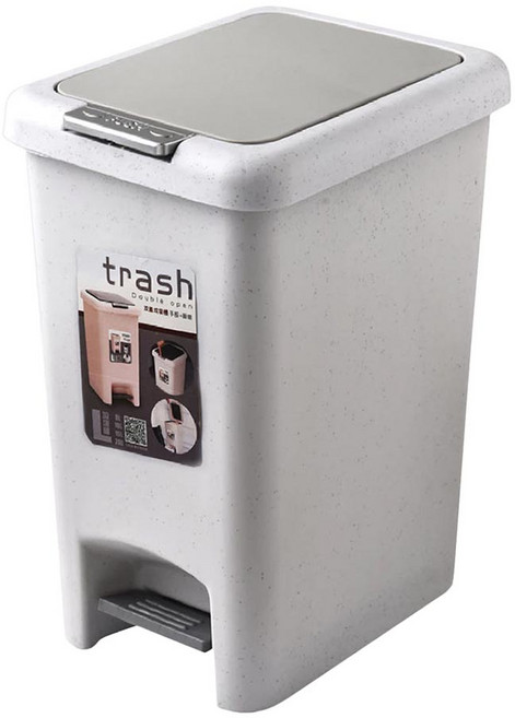 拍平方 雙開垃圾桶 20L, 灰白色