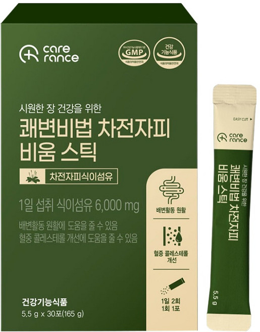 케어란스 쾌변비법 차전자피 비움 스틱, 1개, 30회분