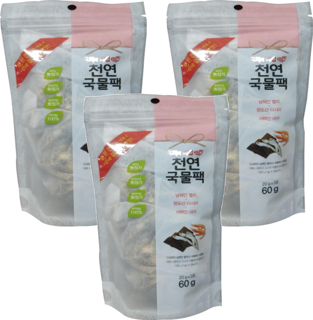 해심 미니새우 천연국물팩, 60g, 3개