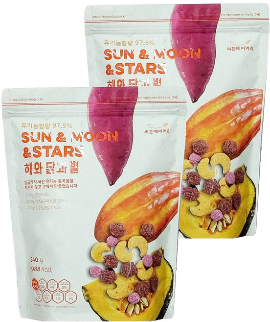 씨튼베이커리 해와달과별 후레이크, 240g, 2개